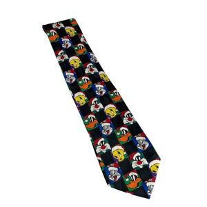 Vintage 1996 Looney Tunes Christmas‎ Tie Mens Bugs Bunny Tweety Holiday Necktie
